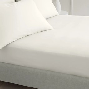 Krémszínű gumis pamut-perkál lepedő 90x190 cm Cotton Percale – Bianca