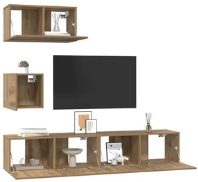 TV Szekrény Szett 4 pcs kézműves tölgy 80 x 30 x 30 cm Faanyag