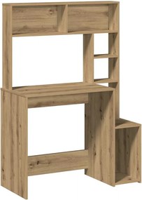 vidaXL kézműves tölgy szerelt fa íróasztal polcokkal 100x45x140 cm