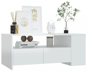 magasfényű fehér szerelt fa dohányzóasztal 102 x 55 x 42 cm