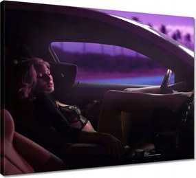 Vászonkép 50x40 Csaj az Audiban Fehérnemű