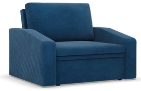Vertico fekvőfotel, 90 cm széles, kordbársony, kék