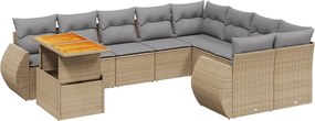 vidaXL 10 részes bézs polyrattan kerti ülőgarnitúra párnával