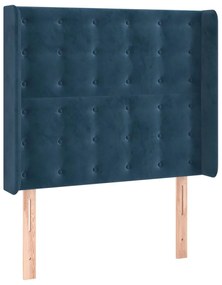 sötétkék bársony fejtámla szárnyakkal 93x16x118/128 cm