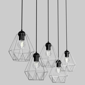 Csillár zsinóron BERGEN 5xE27/60W/230V fekete/fényes króm