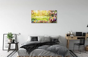 Canvas képek Kosár tojás virág rét 120x60 cm