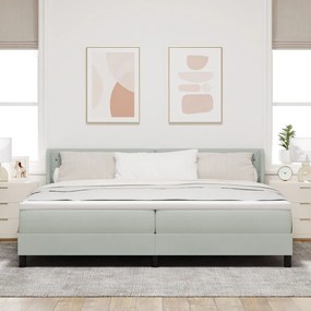 Boxspring Ágy Matrac 200x200 cm Világosszürke Bársony