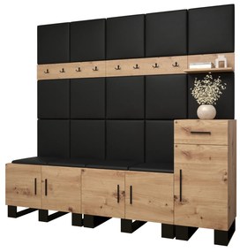 Előszobabútor Amanda 8 (artisan tölgy + fekete öko-bőr). 1085928