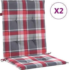 vidaXL 2 db piros kockás oxford szövet háttámlás székpárna 100x50x3 cm