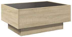 sonoma tölgy szerelt fa dohányzóasztal LED-del 70 x 50 x 30 cm