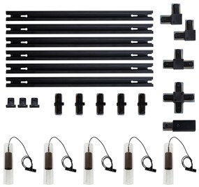 Modern sínrendszer 5 medálos lámpával, sötét bronz, 1 fázisú - Iconic Lloyd