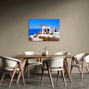 Üveg kép - Kis ház Görögországban (70x50 cm)