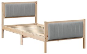 Ágykeret Barna és világosszürke 90 x 190 cm Tömör fenyőfa