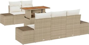 vidaXL Kert étkező szett párnával 6 pcs Beige és krém