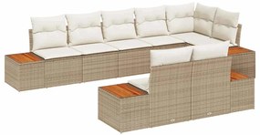 vidaXL Kerti Kanapé Szett párnával 8 pcs Bézs Poli rattan