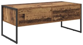 vidaXL Dohányzóasztal fiókkal Öreg fa 100 x 46 x 40 cm Faanyag