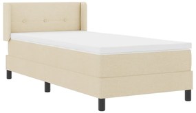 Boxspring Ágy Matraccal, Krém szín, 90 x 200 cm, Szövet.