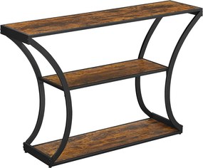 Konzolasztal polcokkal, rusztikus barna 120x30x80cm