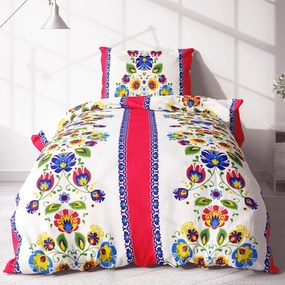 Pamut ágynemű JANE FOLK RED 2 részes 140x200 cm