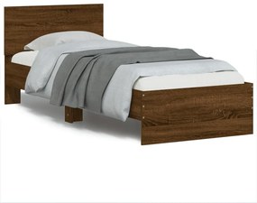 barna tölgy színű fejtámlás ágykeret matrac nélkül 90 x 200 cm