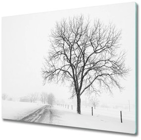 Üveg vágódeszka fa télen 60x52 cm