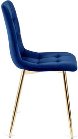 Sötétkék Bársony Étkezőszék Arany Lábbal. YORK