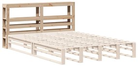 tömör fenyőfa fejtámla polcokkal 150 cm