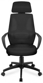 Ergonomikus ortopéd irodai forgószék fejtámla karfa, fekete