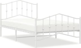 vidaXL fehér fém ágykeret fej- és lábtámlával 107 x 203 cm