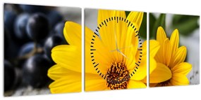 Sárga virág képe (órával) (90x30 cm)