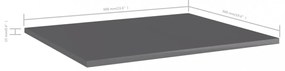 8 db magasfényű szürke szerelt fa könyvespolc 60 x 50 x 1,5 cm