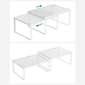 Polcrendszerező, egymásra rakható fém fűszertartó 2 db, fehér