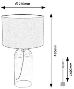 Rabalux 74048 - LUXIN asztali lámpa, 1x E14/40W/230V, átmérő 26 cm