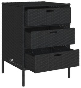 fekete polyrattan kerti tárolószekrény 55 x 59 x 80 cm