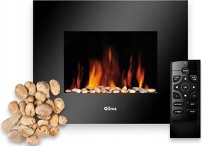 Kandalló Elektromos Fali Fűtőtest Láng Acél 1800 W Fekete Távirányító