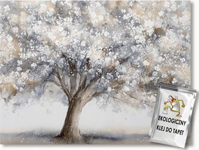 Fotótapéta Flizelina Természet Fa Virágok Bézs Szürke Boho 200x140 ragasztó