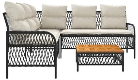 2 részes fekete polyrattan kerti ülőgarnitúra párnával