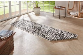 Jardin fekete-krémszínű kültéri szőnyeg, 80 x 350 cm - NORTHRUGS