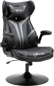 Vinsetto Ergonomikus Játék Szék, Forgó Szék Magasságállító Funkcióval, Acél Fekete+Szürke 67 x 70 x 106-112 cm | Aosom