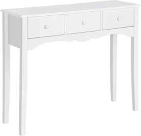 HOMCOM Fa Előszobai Konzolasztal 3 Fiókkal - 45 kg Teherbírás, 100x32x85 cm, Fehér | Aosom