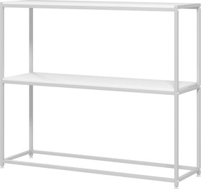 HOMCOM Előtéri Konzol Asztal Nyitott Polccal és Anti-Tip Acél Váz 100x30x87 cm Fehér | Aosom