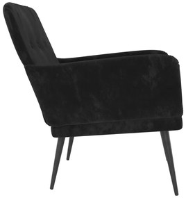 Fekete bársonyfotel 62x79x79 cm