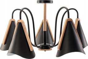 Mennyezeti Lámpa Skandináv Fekete 5 Karos Fém