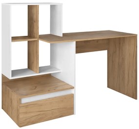 Számítógépasztal, artisan tölgy/fehér, NEREO NEW