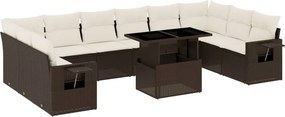 vidaXL 11 részes barna polyrattan kerti ülőgarnitúra párnákkal