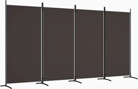 vidaXL 4 paneles barna szövet térelválasztó 346x180 cm