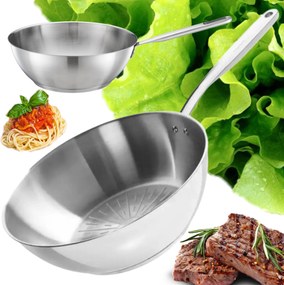 Wok Fiskars All Steel Konyhai Serpenyő Hagyományos Rozsdamentes Acél 28 CM