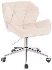 HR111K Krémszínű modern velúr szék krómozott lábbal