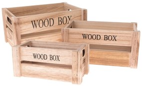 Natúr színű fa tárolódoboz szett 3 db-os 30x20x15 cm Wood Box – Dakls