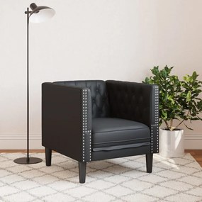 fekete műbőr Chesterfield kanapé